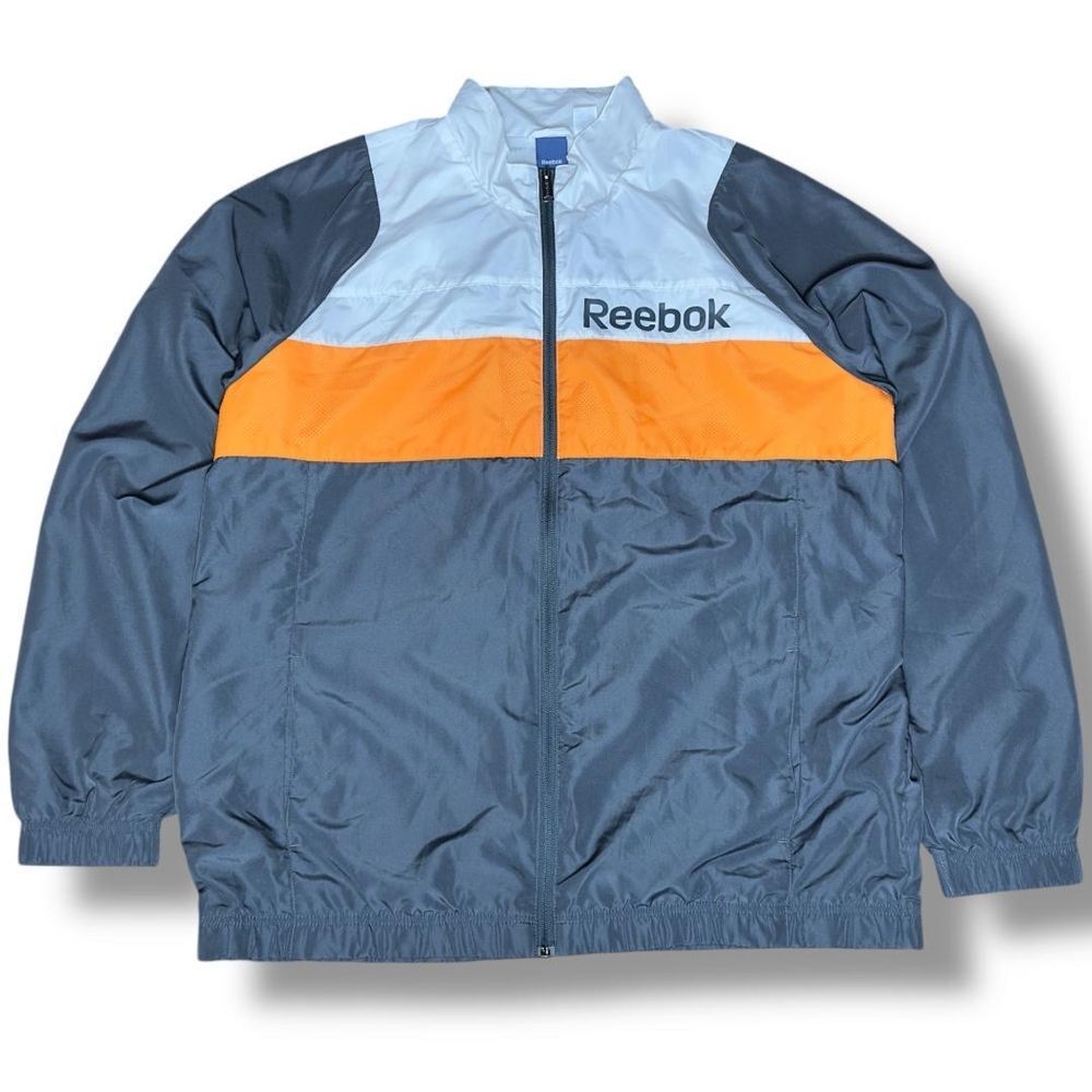 Reebok Men's Full Zip Windbreaker Retro Mesh Lined Color‎ Block Hooded Jacket XL